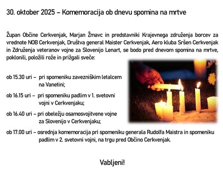 30. oktober - Vabilo na komemoracijo
